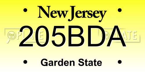 205BDA New Jersey License Plate