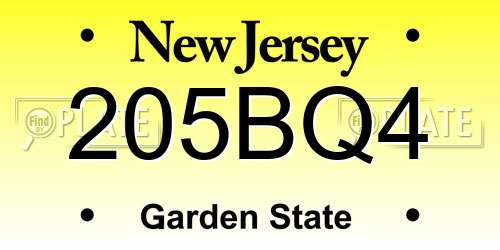205BQ4 New Jersey License Plate