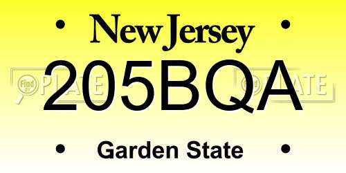 205BQA New Jersey License Plate