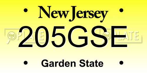 205GSE New Jersey License Plate