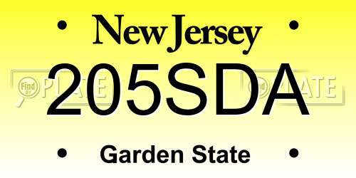 205SDA New Jersey License Plate