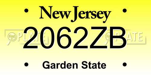 2062ZB New Jersey License Plate