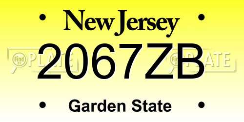 2067ZB New Jersey License Plate