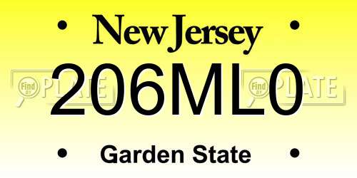 206ML0 New Jersey License Plate