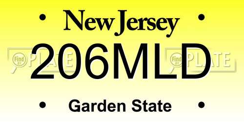 206MLD New Jersey License Plate
