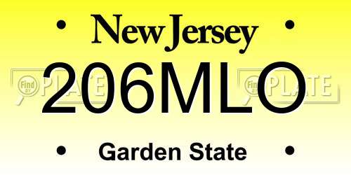 206MLO New Jersey License Plate