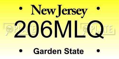 206MLQ New Jersey License Plate