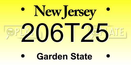206T25 New Jersey License Plate