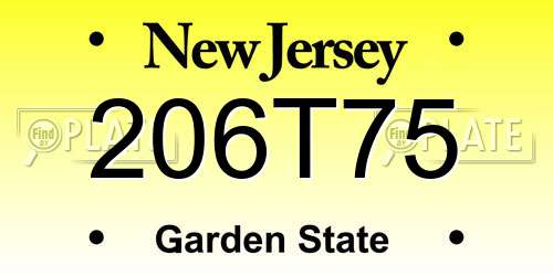 206T75 New Jersey License Plate