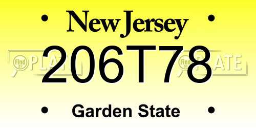 206T78 New Jersey License Plate