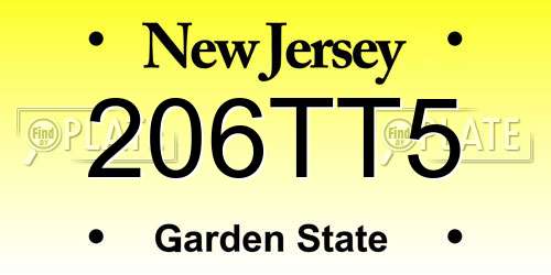 206TT5 New Jersey License Plate