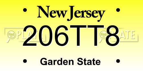 206TT8 New Jersey License Plate