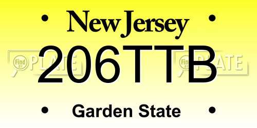 206TTB New Jersey License Plate