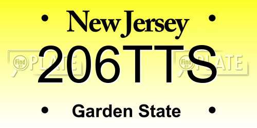 206TTS New Jersey License Plate