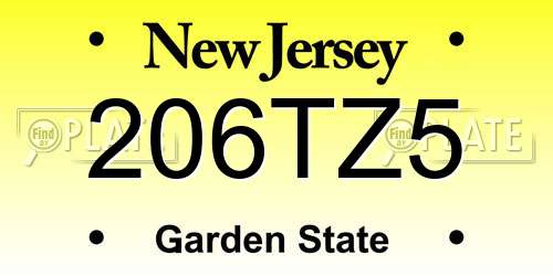 206TZ5 New Jersey License Plate
