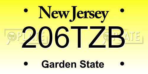 206TZB New Jersey License Plate