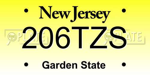 206TZS New Jersey License Plate