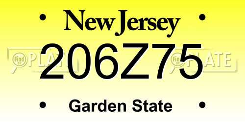 206Z75 New Jersey License Plate