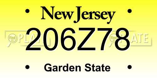 206Z78 New Jersey License Plate