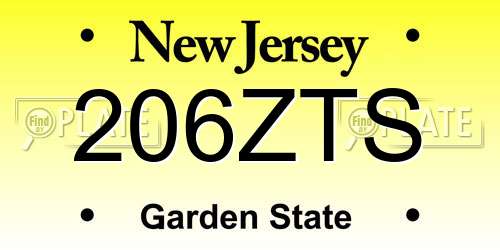 206ZTS New Jersey License Plate
