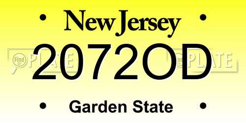 2072OD New Jersey License Plate
