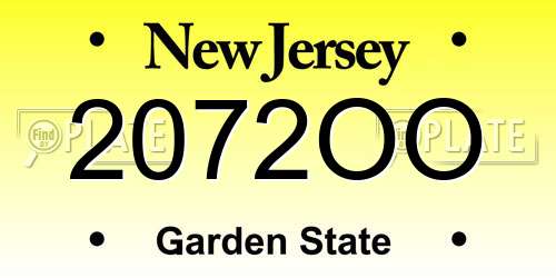 2072OO New Jersey License Plate