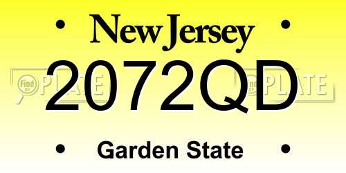 2072QD New Jersey License Plate