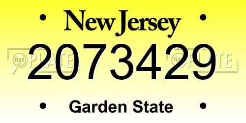 2073429 New Jersey License Plate