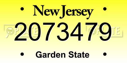 2073479 New Jersey License Plate