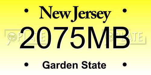 2075MB New Jersey License Plate