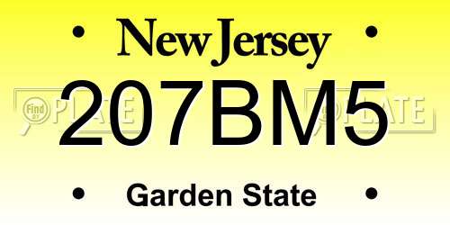 207BM5 New Jersey License Plate