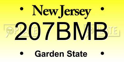 207BMB New Jersey License Plate