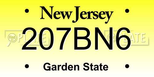 207BN6 New Jersey License Plate