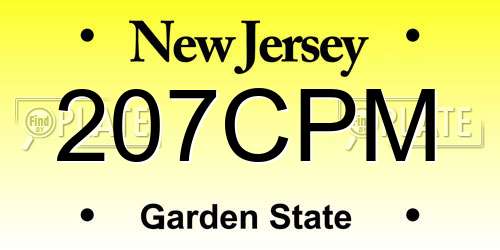 207CPM New Jersey License Plate