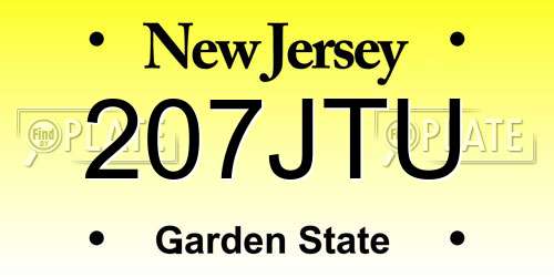 207JTU New Jersey License Plate