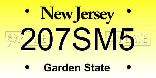 207SM5 New Jersey License Plate