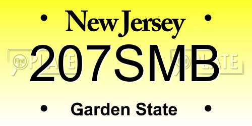207SMB New Jersey License Plate