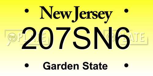 207SN6 New Jersey License Plate