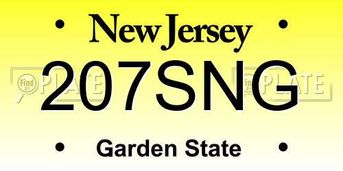 207SNG New Jersey License Plate