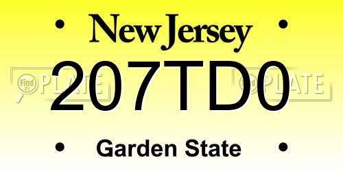 207TD0 New Jersey License Plate