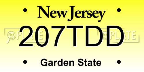 207TDD New Jersey License Plate