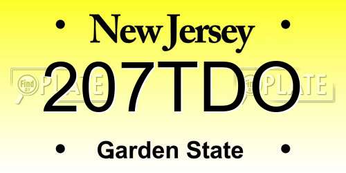 207TDO New Jersey License Plate