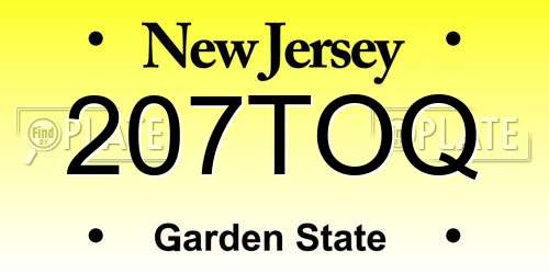 207TOQ New Jersey License Plate