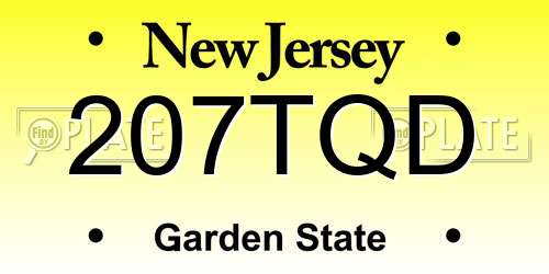 207TQD New Jersey License Plate