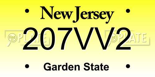 207VV2 New Jersey License Plate