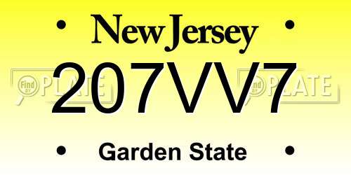 207VV7 New Jersey License Plate