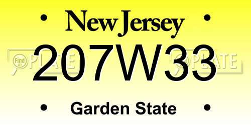 207W33 New Jersey License Plate