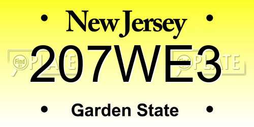 207WE3 New Jersey License Plate