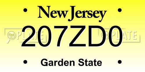 207ZD0 New Jersey License Plate