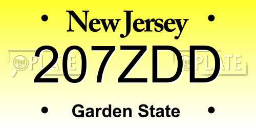 207ZDD New Jersey License Plate